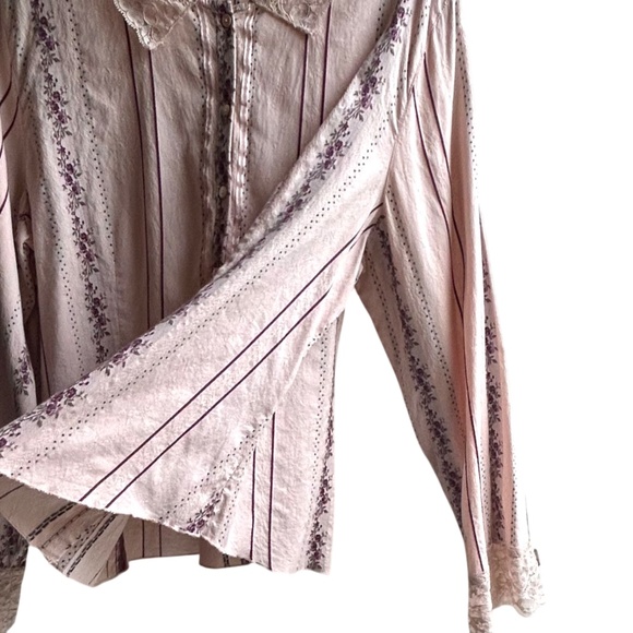 J. Jill Vintage Cotton & Lace + Detail on Back Blouse XL - Picture 5 of 8